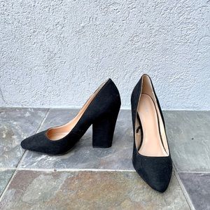 Express Faux Suede Black Heels